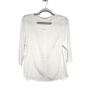 Basler Womens Tunic US XL White 3/4 Sleeve Blouse Lightweight White Basic